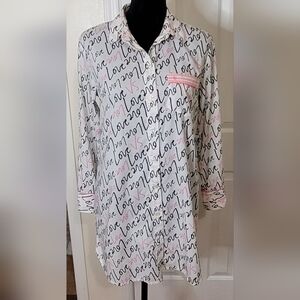 Vintage Victoria's Secret Women's Logo Long Sleeves Pajama Shirt White Size XS